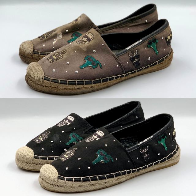 Embroidered espadrilles: cleaned and re-dyed